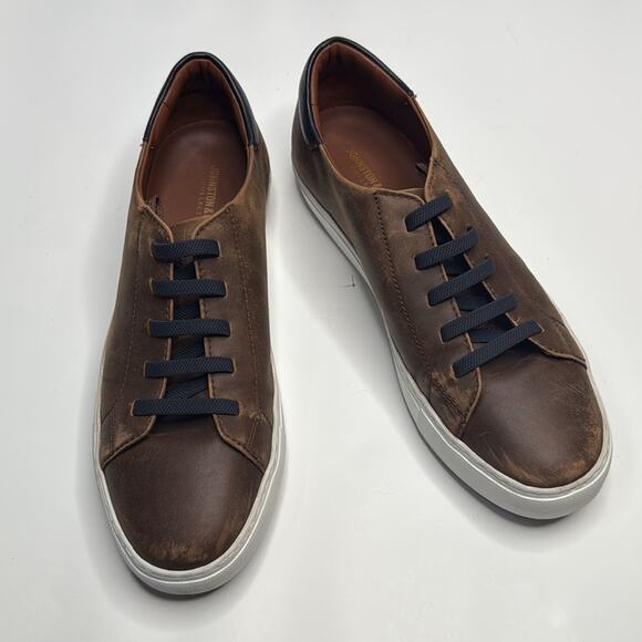 Johnston & Murphy Anson Lace-To-Toe Leather Sneaker Slip-on S-315 Sz 10.5 - Picture 3 of 10